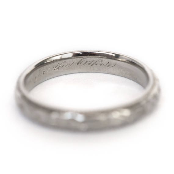 Circa 1910s Edwardian 18K White Gold Wedding Band… - image 3