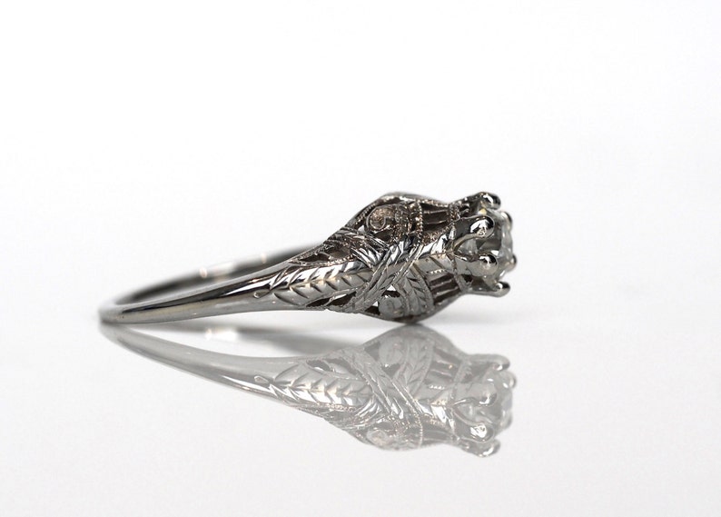 Circa 1930 .50ct Old European Cut Diamond Engagement Ring in 18K White Gold, By BELAIS VEG462 image 2