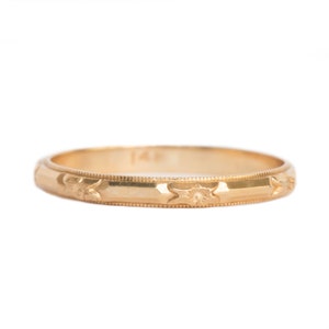 Circa 1920s Art Deco 14k Yellow Gold Wedding Band-VEG#477A