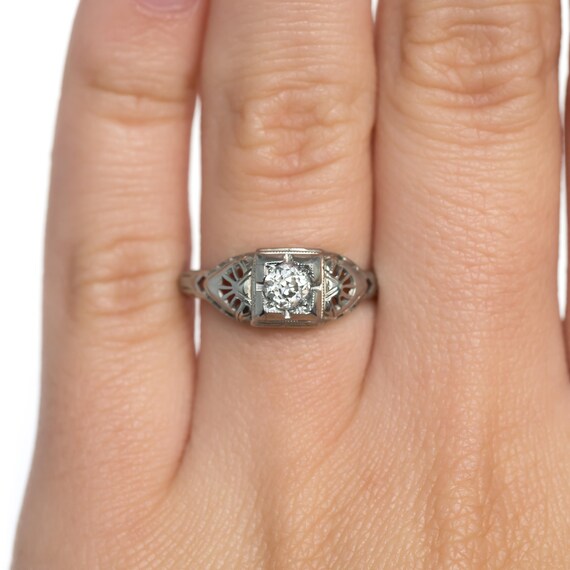 Circa 1910s Edwardian 18K White Gold .15ct Old Eu… - image 6