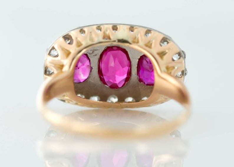 Circa 1910s Ruby and Diamond Platinum & 18 Karat Gold Ring, ATL 665 image 4