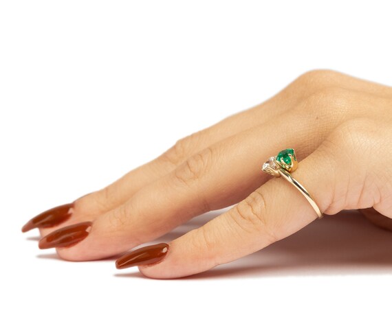 Circa 1900 Edwardian Colombian Emerald and Old Eu… - image 5