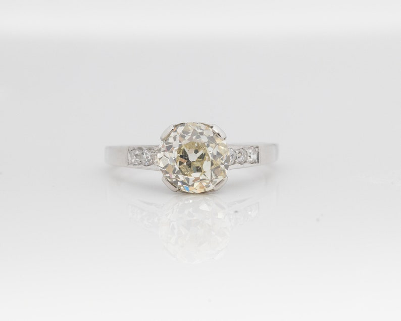 Circa 1920s Gia 2.04ct Old European Brilliant Diamond Platinum Engagement Ring