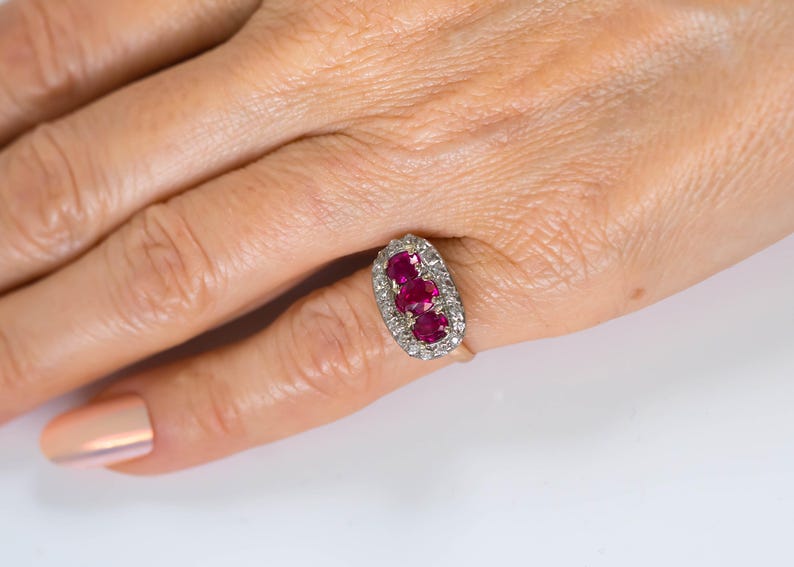 Circa 1910s Ruby and Diamond Platinum & 18 Karat Gold Ring, ATL 665 image 10