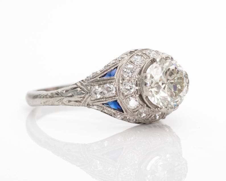 Circa 1900s Edwardian Era Diamond Platinum Ring With Trillion - Etsy