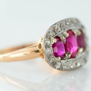 Circa 1910s Ruby and Diamond Platinum & 18 Karat Gold Ring, ATL 665 image 2