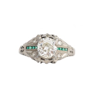 Circa 1930 Art Deco 18 Karat Weißgold GIA-zertifizierter 81 Karat alter europäischer Brilliant Diamant Verlobungsring - VEG # 756A
