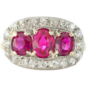 Circa 1910s Ruby and Diamond Platinum & 18 Karat Gold Ring, ATL 665 image 1