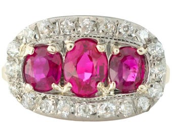 Circa 1910s Ruby and Diamond Platinum & 18 Karat Gold Ring, ATL #665