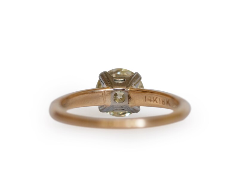 Circa 1930 Art Deco 18k & 14k Yellow Gold 1.50ct Old European Brilliant Diamond Engagement Ring-VEG1313A image 4