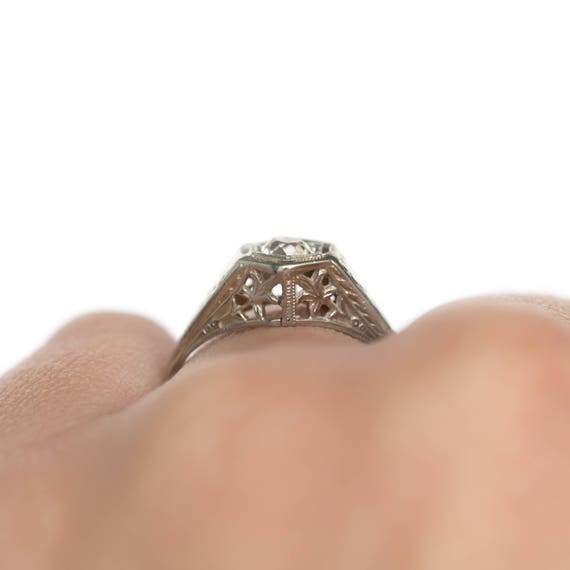 Circa 1920s Edwardian 18K White Gold .15ct Old Mi… - image 8