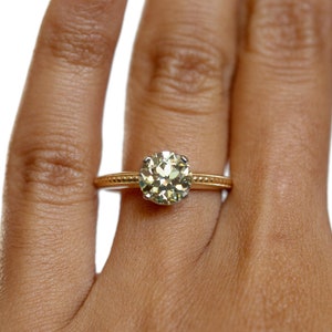 Circa 1930 Art Deco 18k & 14k Yellow Gold 1.50ct Old European Brilliant Diamond Engagement Ring-VEG1313A image 6