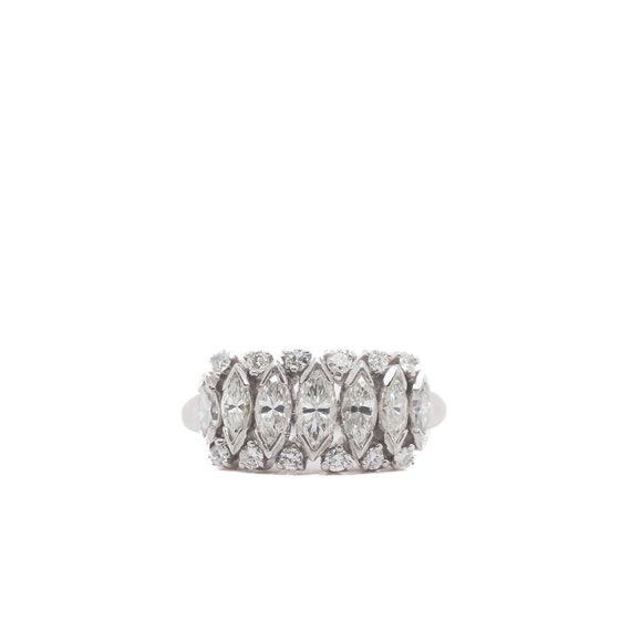Circa 1950s Antique Marquise Diamond Band Ring - VEG#2366