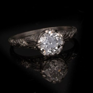 Antique 1910s EDWARDIAN Era Diamond Engagement Ring, Intricate Craftsmanship, 0.95ct Old Euro Center Diamond, ATL #341