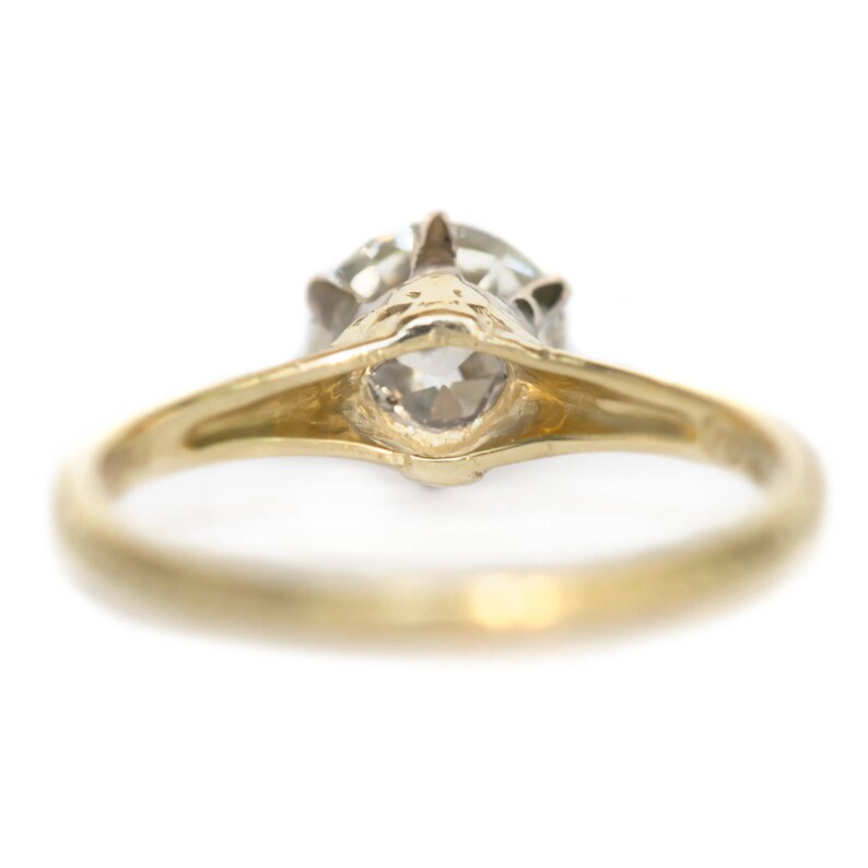 Circa 1910 Edwardian 18K Yellow Gold & Platinum GIA Certified 1.11ct Diamond Engagement Ring VEG951 image 4