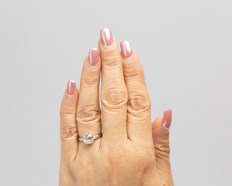 Circa 1920s Gia 2.04ct Old European Brilliant Diamond Platinum Engagement Ring