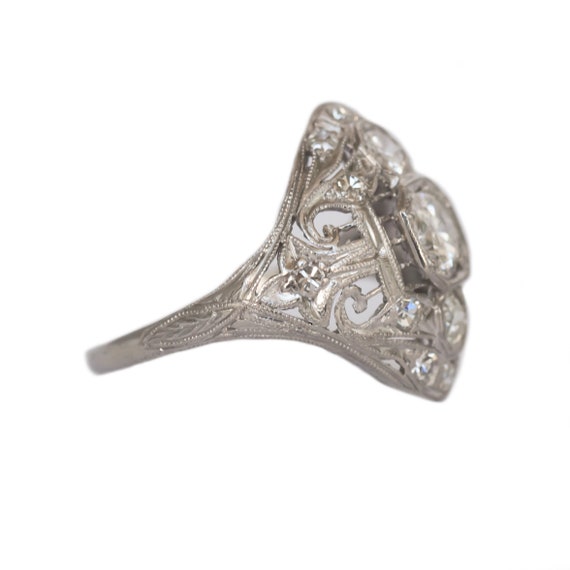 Circa 1930 Art Deco Platinum .60ct Transitional R… - image 3