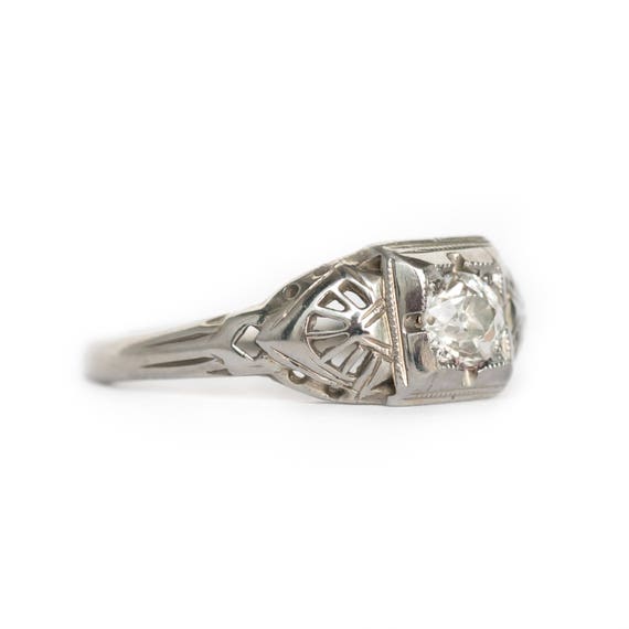 Circa 1910s Edwardian 18K White Gold .15ct Old Eu… - image 3
