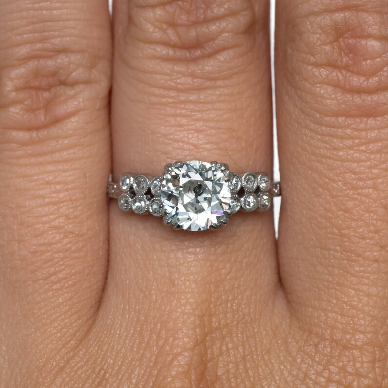 Circa 1920 Art Deco Platinum GIA Certified 1.20ct Old European Brilliant Diamond Engagement Ring VEG946 image 6