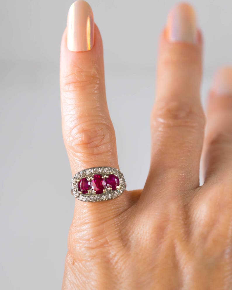 Circa 1910s Ruby and Diamond Platinum & 18 Karat Gold Ring, ATL 665 image 8