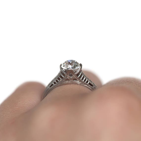 Circa 1910s Edwardian Platinum GIA Certified 1.08… - image 8