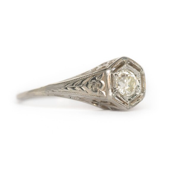 Circa 1920s Edwardian 18K White Gold .15ct Old Mi… - image 3