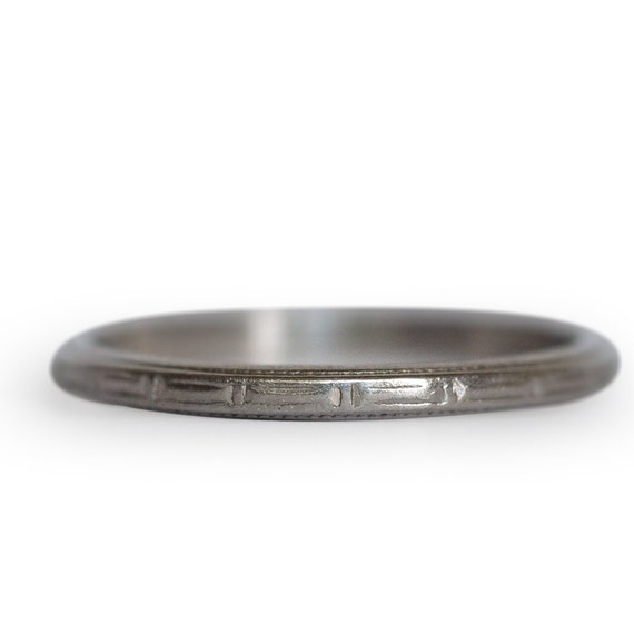 Circa 1920 Art Deco Platinum Wedding Band-VEG#117… - image 1