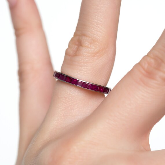 Circa 1940s Art Deco 18K White Gold 1.50cttw Synt… - image 5