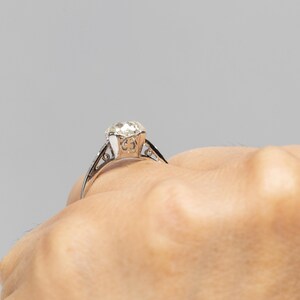 Circa 1920s Gia 2.04ct Old European Brilliant Diamond Platinum Engagement Ring