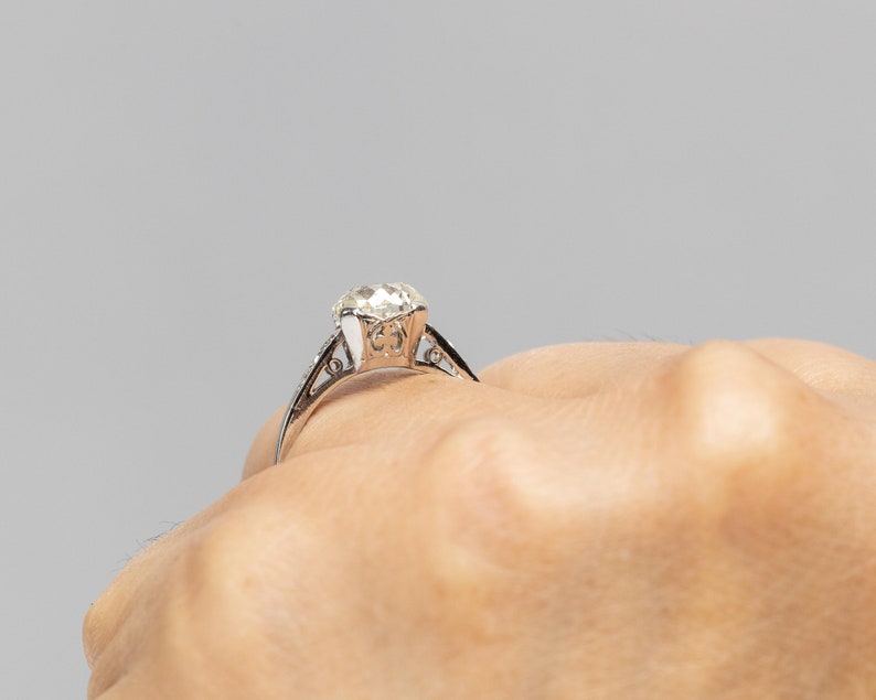 Circa 1920s Gia 2.04ct Old European Brilliant Diamond Platinum Engagement Ring