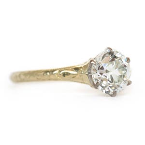 Circa 1910 Edwardian 18K Yellow Gold & Platinum GIA Certified 1.11ct Diamond Engagement Ring VEG951 image 3