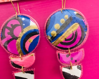 Drop Canvas Wearable Art Hand Crafted Earrings