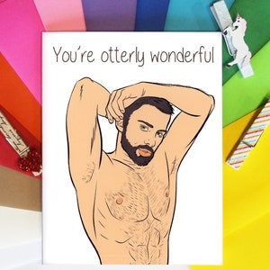 You&#39;re Otterly Wonderful, Gay Greeting Card, Gay Card, Gay Greeting, Gay Cards, Funny Gay Greeting, Love Cards, Cards for Him, Boyfriend
