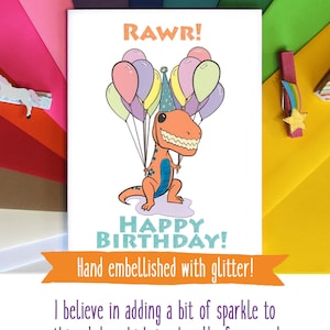 Dinosaur Birthday Card Dino Birthday Card Funny Birthday Card image 1