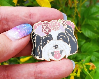 Shih Tzu Enamel Pin: Gold Dog Lover Jewelry