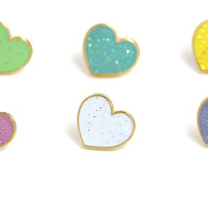 Heart Enamel Pin Set Valentines Day Gift for Her Mini Enamel Pins Pastel Hearts image 2