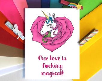 Mature, Valentines Day Gift, Unicorn Card, Valentines Day Card, Card for Her, Card for Him, Anniversary Card, Unicorn Gift, Birthday Card