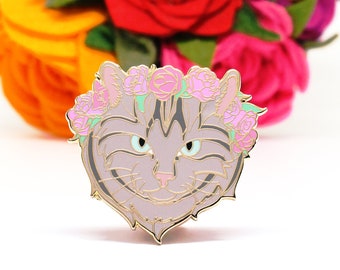 Gray Tabby Cat Enamel Pin - Valentines Day Gift for Her - Galentines Day Gift