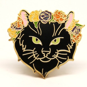 Autumn Jewelry, Halloween Enamel Pin - Black Cat Enamel Pin - Halloween Cat Pin - Cat Lover Gift - Holiday Gift for Pet lover