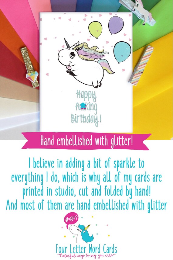 Mature Cute Handmade Birthday Card for Unicorn Lover