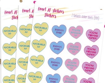 Rainbow Heart Stickers - Valentine's Day Hearts - Cute Feminist Gift