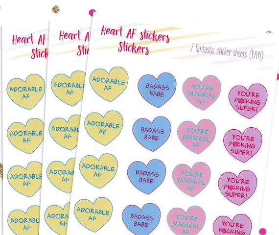 Rainbow Heart Stickers - Valentine's Day Hearts - Cute Feminist Gift