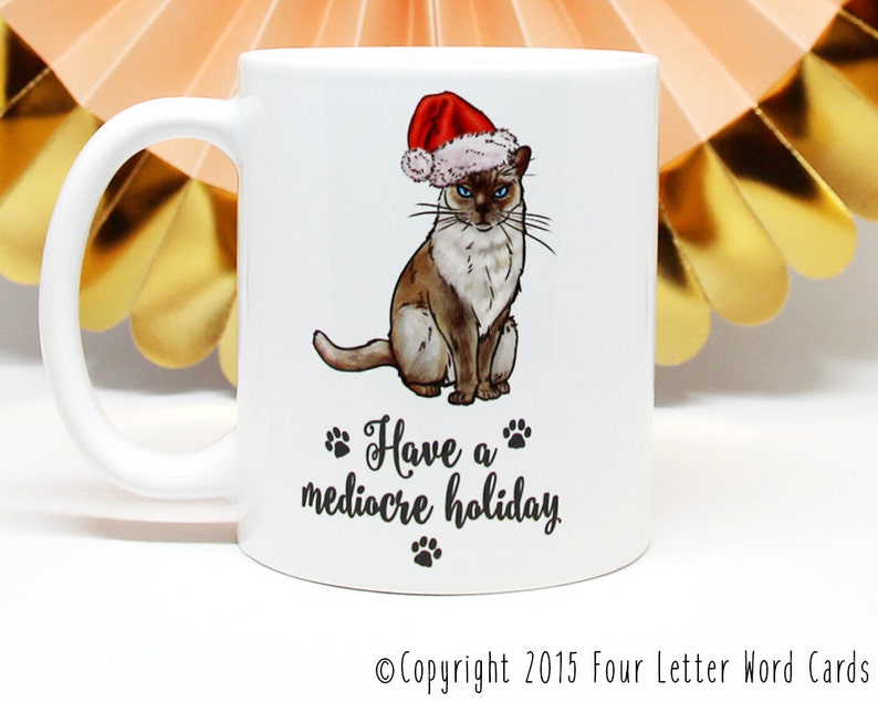 Christmas Gift, Holiday Gift for Her, Gift for Him, Cat Lover Gift, Cat Coffee Mug, Funny Coffee Cup, Siamese Cat, Gift for Coworker, White image 5