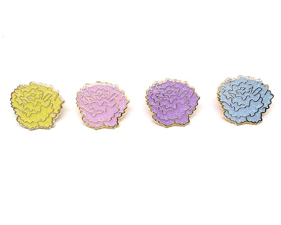 Glitter Pastel Marigold Enamel Pin Set - Autumn Jewelry - Fall Enamel Pins - Dia Los Muertos - Fall Flair Enamel Pins