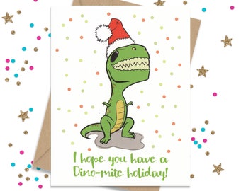 Funny Christmas Card for Best Friend - Non-denominational Holiday Card - Dino Holiday