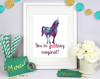 Unicorn Art, Gift for Her, Christmas Gift, Poster Art, Wall Art, Poster Wall Art, Typography Print, Typography Art, Birthday Present