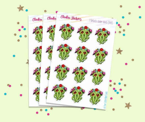 Glossy Sticker Sheets, Cthulhu Stickers, Planner Stickers, Gift for Her, Stocking Stuffer, Coworker Gift, White Elephant Gift, Stationery