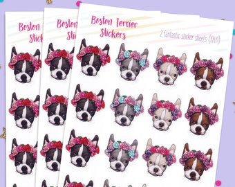 Boston Terrier Dog Stickers, Bullet Journal Stickers, Cute Planner Stickers