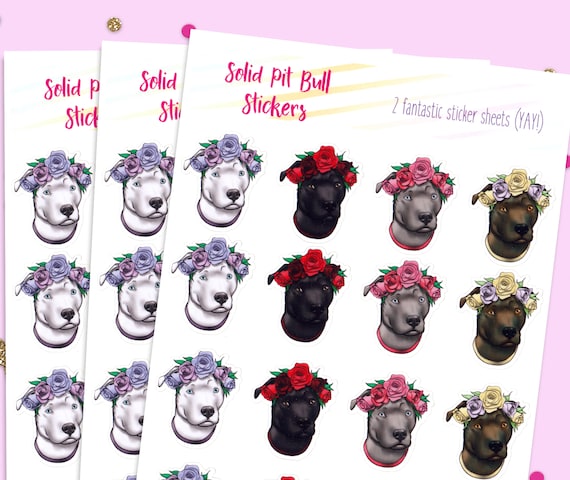 Pit Bull Flower Crown, Bullet Journal Stickers, Cute Planner Stickers