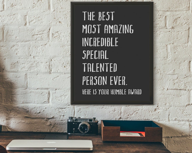 Humble Award, Funny Poster Art, Fun Wall Art, Poster Wall Art, Poster Print, Typography Print, Typography Art, House Warming Gift, Fun Gift image 2